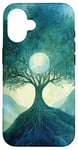 iPhone 16 Fantasy Yggdrasil Tree Life Nature Spiritual Moon Case