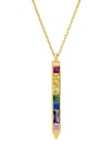 Obelisk Rainbow Baguette Pendant Necklace Gold