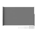 Infällbar sidomarkis-VEVOR-180x300 cm-markis: polyester med PU-beläggning- för trädgård, balkong, terrass, grå