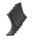 JACK & JONES Mens Socks 5 Pack Walking Running Jogging Gym Mulitpack Socks for Men, Size- One Size (UK, Alpha, One Size, Regular, Regular, Dark Grey Melange/Detail:DGM - DGM - DGM - DGM)