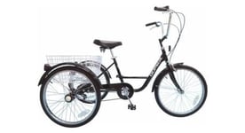 Tricycle adulte 24  noir 5 vitesses avec panier poids total maxi 100kgs empattement 0 80m   homologation nf30020