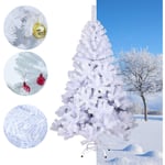 Swanew - Arbre de Noël avec lumières led blanc chaud, sapin artificiel avec support métallique, arbre de Noël avec aiguilles Blanc 150cm - Blanc