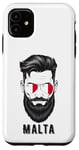 Coque pour iPhone 11 Visage de l'homme maltais, fierté de Malte, drapeau patriotique de Malte