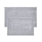 Penguin Home Non Slip Microfiber Plush Tufted Ultra Soft Bath Mat Set of 2, Absorbent With Latex Backing for Showers, 1400 GSM, Small - 43x61 cm and Large - 51x86 cm Grey Colour