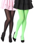 Bellivalini Collant en Microfibre Femme 2 Pack 60 DEN BLVFI1002 (Noir/Neon Citron Vert, XXL (Taille du Fabricant: 6))