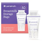 Lansinoh Breast Milk Storage Bags Breastmilk Pouches for fridge or freezer use, store flat or standing, BPA and BPS free, pre-sterilised, double zipper seal, Pack of 50