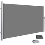 Songmics - Paravent extérieur 200 x 350 cm (h x l) Store latéral Brise-Vue rétractable Paravent retractable - Gris GSA205G01