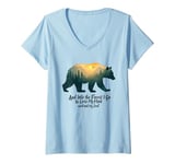 Womens And Into The Forest I Go To Lose My Mind Camping Bear V-Neck T-Shirt