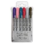 Tim Holtz Ranger Distress Crayon Set 16 (Villainous Potion/Saltwater Taffy/Uncharted Mariner/Lumberjack Plaid/Lost Shadow/Scorched Timber), Multicoloured, 13 x 1.5 cm