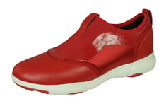 Geox D Nebula S Womens Nappa Leather Slip On Trainers - Red