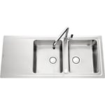 Evier cuisine à encastrer 2 bacs + 1 égouttoir Améthyste - EWI - 116x51cm - Inox - Vidage automatique