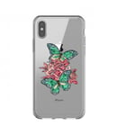 Coque Iphone XR papillon emeraude rose fleur