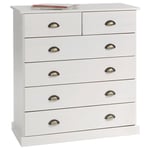 Idimex - Commode de chambre paris avec 6 tiroirs en pin massif lasuré blanc - Blanc