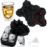 FainFun Moule à Glaçons 3D Crâne, Moule à Glaçons Tête de Mort, Moule Silicone Tête de Mort, Moule Silicone Squelette,pour Whisky Cocktail Gelée jus Boissons Chocolat (S)