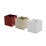 KalaMitica - Lot de 3 cubes magnétiques de 6,5 cm - Rouge, Ivoire, Blanc - Boîtes de rangement ou porte-pots magnétiques avec aimant puissant pour tableaux magnétiques muraux