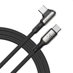 Câble Stark Forme en L Cable USB C vers USB-C PD 100W 5A Nylon Tressé 2,0m (noir) Cable USB C Coudé 90° solide pour iPhone 15, MacBook iPad Pro Air, Galaxy S24 Ultra S23 S22, Pixel 8 Pro