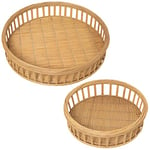 Lot de 2 Plateaux Ronds en Bois Naturel 43 x 9 cm et 33 cm