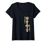 Womens Dia de los Muertos Day of the Dead Sugar-Skulls Vertical V-Neck T-Shirt