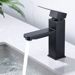 Robinet de lavabo en acier inoxydable, robinet de lavabo monotrou, noir mat