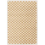 Sweeek - Tapis intérieur shaggy poils longs damier jaune moutarde et crème 120 x 170 cm