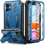 FNTCASE Coque pour iPhone 11: Antichoc Housse avec Support pour iPhone XR Shock-Absorption Case Cover Anti-Rayures Protection Militaire 360 Degrés Résistante Étui Bumper 6,1 Pouces(Bleu)