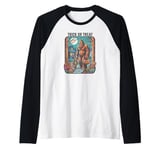 Funny Sasquatch Halloween Bigfoot & Son Trick or Treat Raglan Baseball Tee