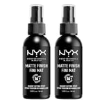 NYX Professional Makeup Spray Fixateur Setting Spray Dewy Finish, Spray de Finition, Tenue Longue Durée, Fini Mat, Formule Vegan, Lot de 2, Modèle : Matte