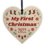 Baby Son Daughter's First Christmas 2022 Wooden Bauble Tree Decoration Gifts