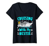 Womens Cruising With My Bestie Cruise Trip 2024 Ship Family Travel V-Neck T-Shirt