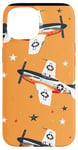 Coque pour iPhone 15 Drapeau américain minimaliste orange tropical P-51 Mustang de la Seconde Guerre mondiale