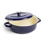 Merten & Storck Cocotte Ronde Basse de 26cm/3.8 Litres, Bleu Cobalt