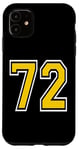 Coque pour iPhone 11 Numéro 72 en jaune, noir, blanc, version de poche