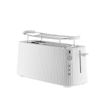 Alessi MDL15 W/UK Long Double Compartment Toaster, Stainless Steel, White