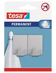 Tesa Crochets Permanents Rectangulaires Métal Adhésifs Design Minimaliste en Acier Inoxydable Brossé, Fixation Permanente Sans Perçage, Idéal pour Cuisine et Salle de Bain Diamètre du Col de Serrage