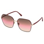 Tom Ford Womens FT0839 69F Claudia-02 Shiny Bordeaux Sunglasses - Red Metal - One Size