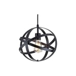 Suspension Industrielle Vintage E27 Métal Lustre de Cuisine avec Câble Réglable 100CM Pour Escalier Cuisine Salon Café Hôtel - Noir (Ampoule non