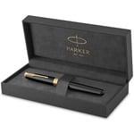 Parker Sonnet stylo plume , laque noire avec attributs or , plume moyenne , coffret cadeau