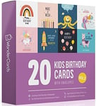 20 x Childrens Birthday Cards Multi-Pack | Square Cards 15cm x 15cm | Large Mix