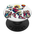 Ballin with the Messiah Rejoignez la communauté Jesus Basketball PopSockets PopGrip Adhésif