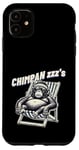 Coque pour iPhone 11 Jeu de mots drôle de singe chimpanzé « Chimpan-zzz »