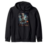 Troll Scarecrow in a Haunted House Halloween Zip Hoodie