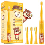 Vekkia Little Bear kids Electric Toothbrush , 2 Minutes Timer for Age 3+ , 4 Brush Heads , (Rechargeable)