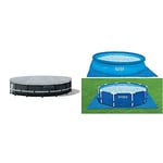 Intex Bâche de Protection pour Piscine Rond Deluxe Bleu 488 x 488 x 20 cm 28040 & Tapis de Sol pour Piscine Ronde de 2,44 à 4,57 m