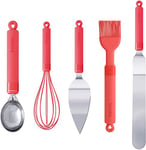 Terraillon Access Kit à Pâtisserie, Fouet/Spatule/Cuillère à Glace/Pelle à Tarte/Pinceau, Silicone, Couleur Agrumes