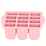 (Pink)12 Grids Silicone Ice Cream Molds Tray Ice Cream Makers Mould With Lid SG