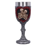 Nemesis Now to Have and to Hold Goblet 19.5cm, Silver, Resin, Skeleton Couple Goblet, Heart-Shaped Red Roses Design, Stainless Steel Insert, Cast in The Finest Resin, Expertly Hand-Painted