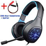 Gaming Headset Headphones with Microphone Light Surround Sound Bass Earphones For PS4 Xbox One Professional Gamer PC Laptop G95 Blue light