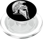 Casque de guerrier d'Achille Spartan Mythologie grecque Blackwork PopSockets PopGrip pour MagSafe