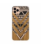 Coque iphone 11 PRO MAX effet bois aztec noir