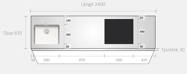 Stala Diskbänk måttanpassad K2400-VA0050EM000105604900142090